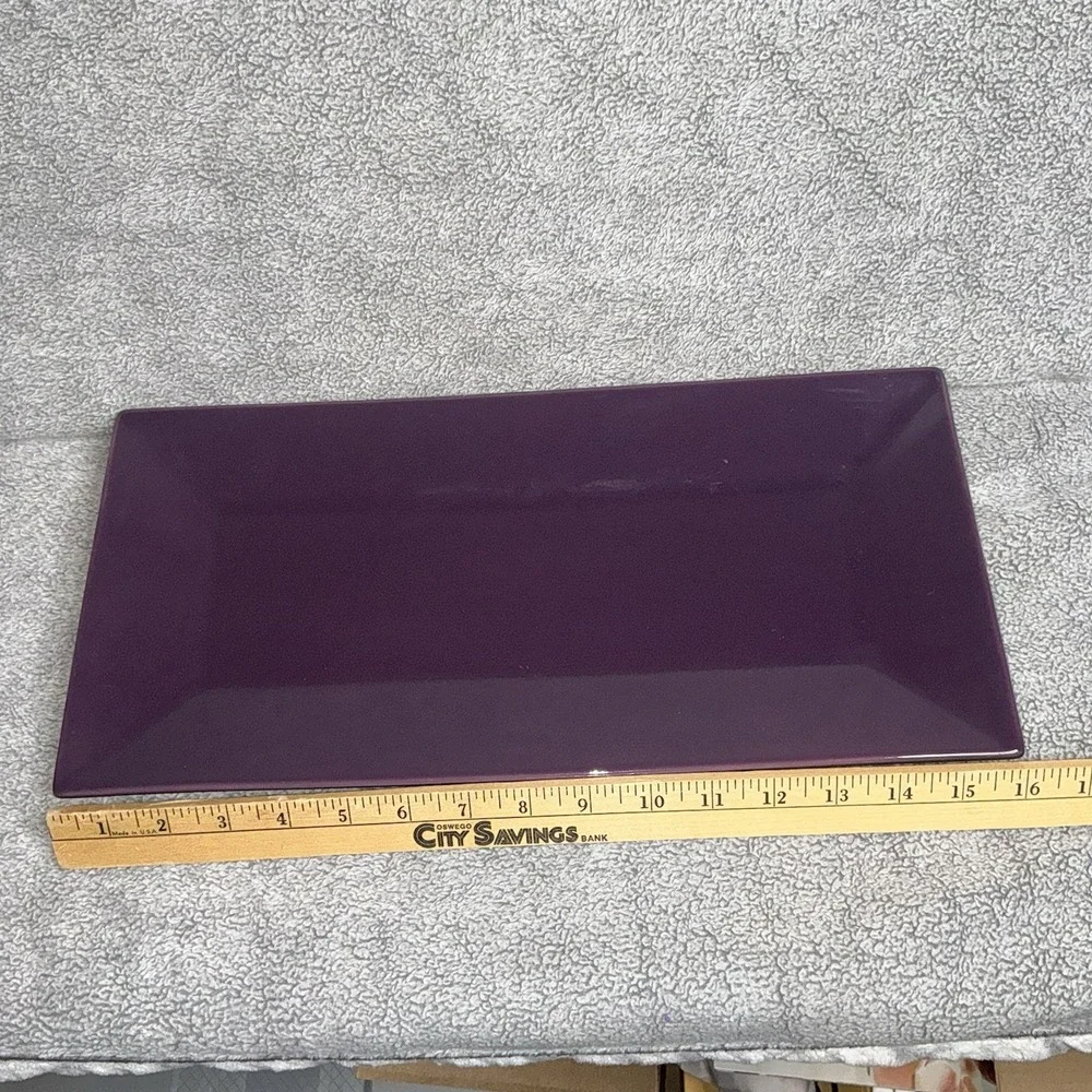 Purple PartyLite Zen Candle Garden Tray Platter Pillar Holder RETIRED‎ 16" Long - Picture 5 of 5